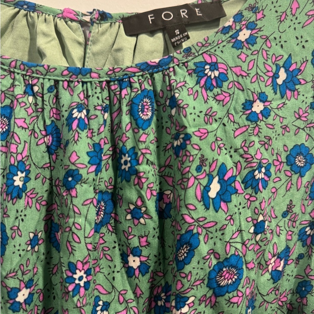 Anthropologie Floral Green and Purple Midi Dress - Picture 4 of 7